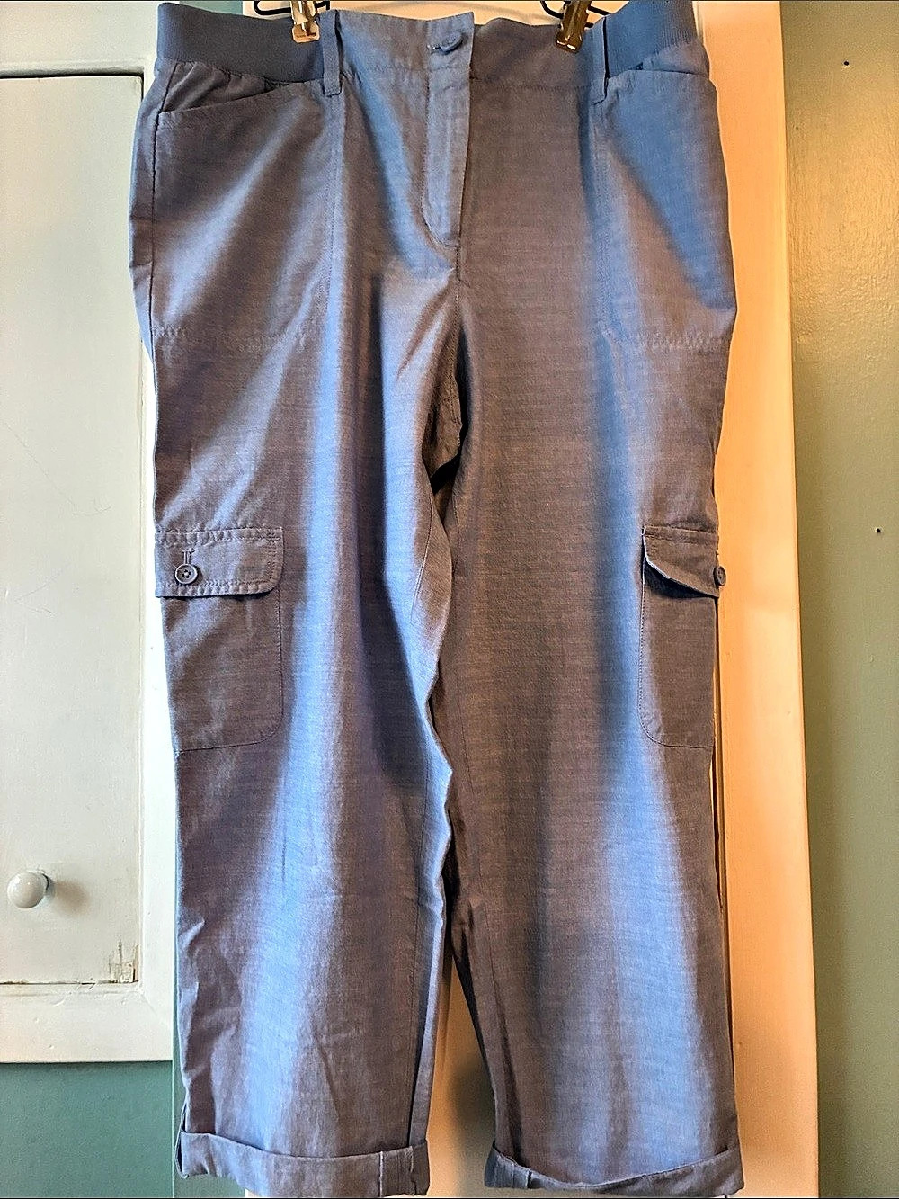 Talbots Blue Cargo Crop Pants Women's Blue Size 10